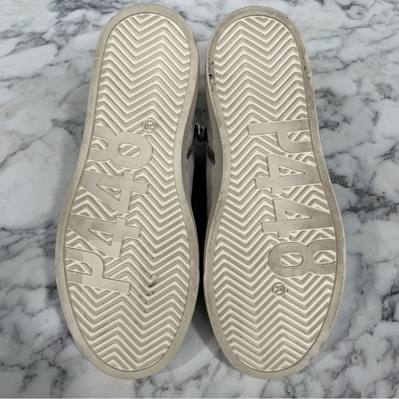 P448 Star High Tops White Leather Metallic Silver Woman’s Size 38 US 7.5/8 - Picture 10 of 13